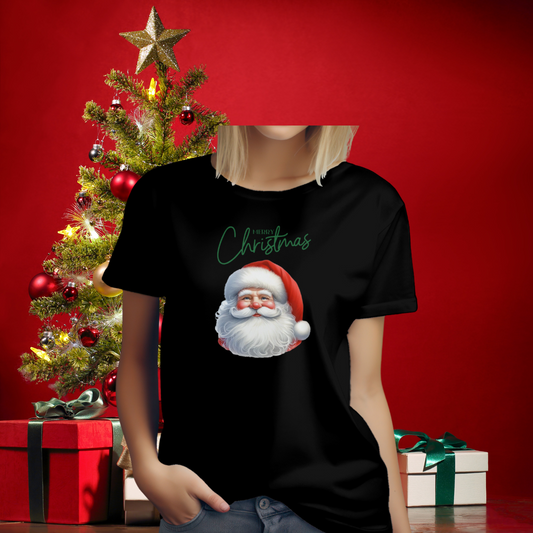 Ladies Merry Christmas Santa Tshirt