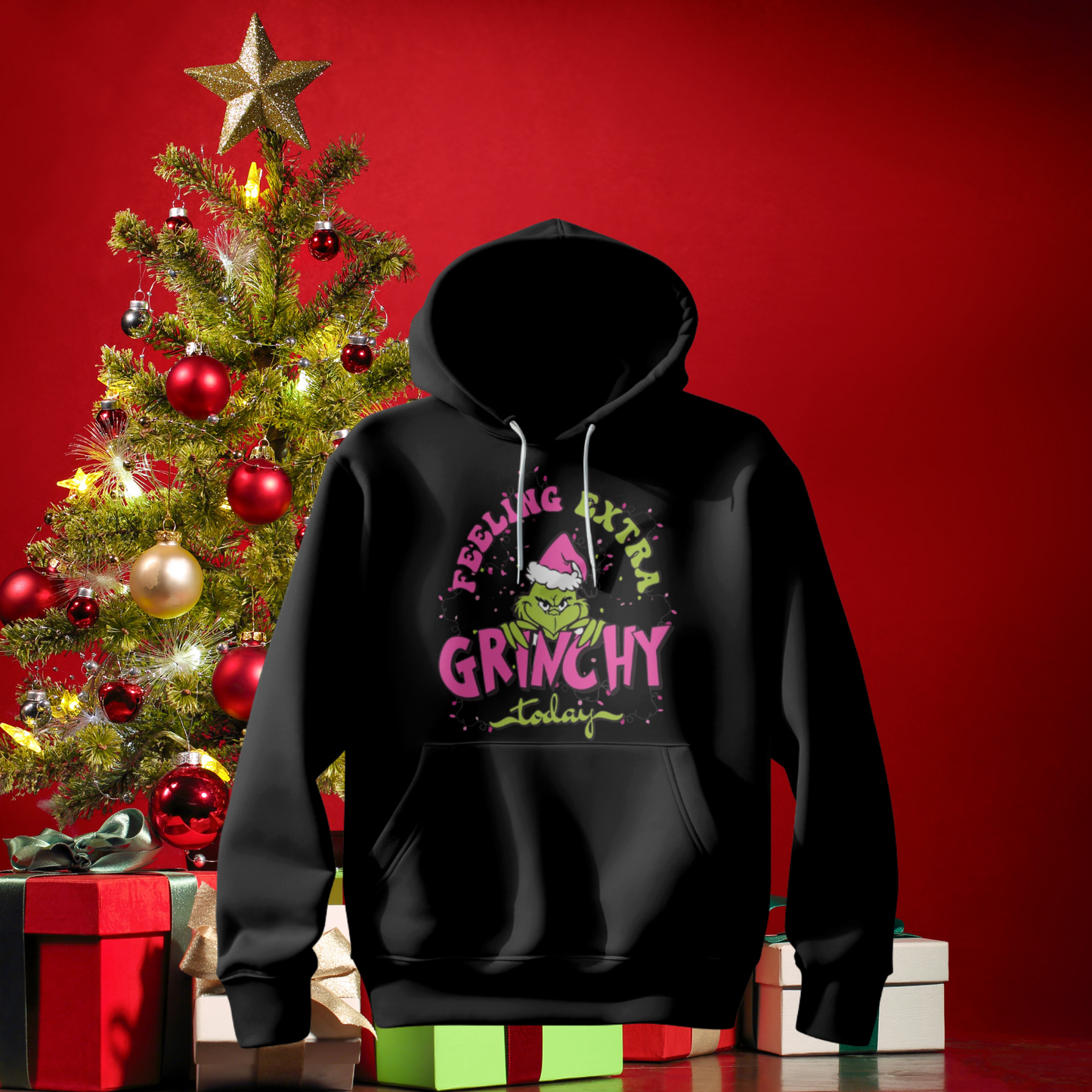 Christmas PINK Feeling Grinchy Today Hoodie